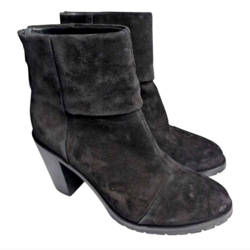 Rag & Bone Newbury Zip Up Chelsea Ankle Boot Black Suede Vibram Lug Sole 8